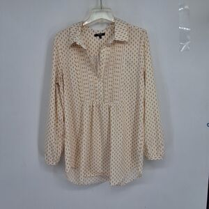 NYDJ Medium Pleated Tunic Top Geometric Blouse